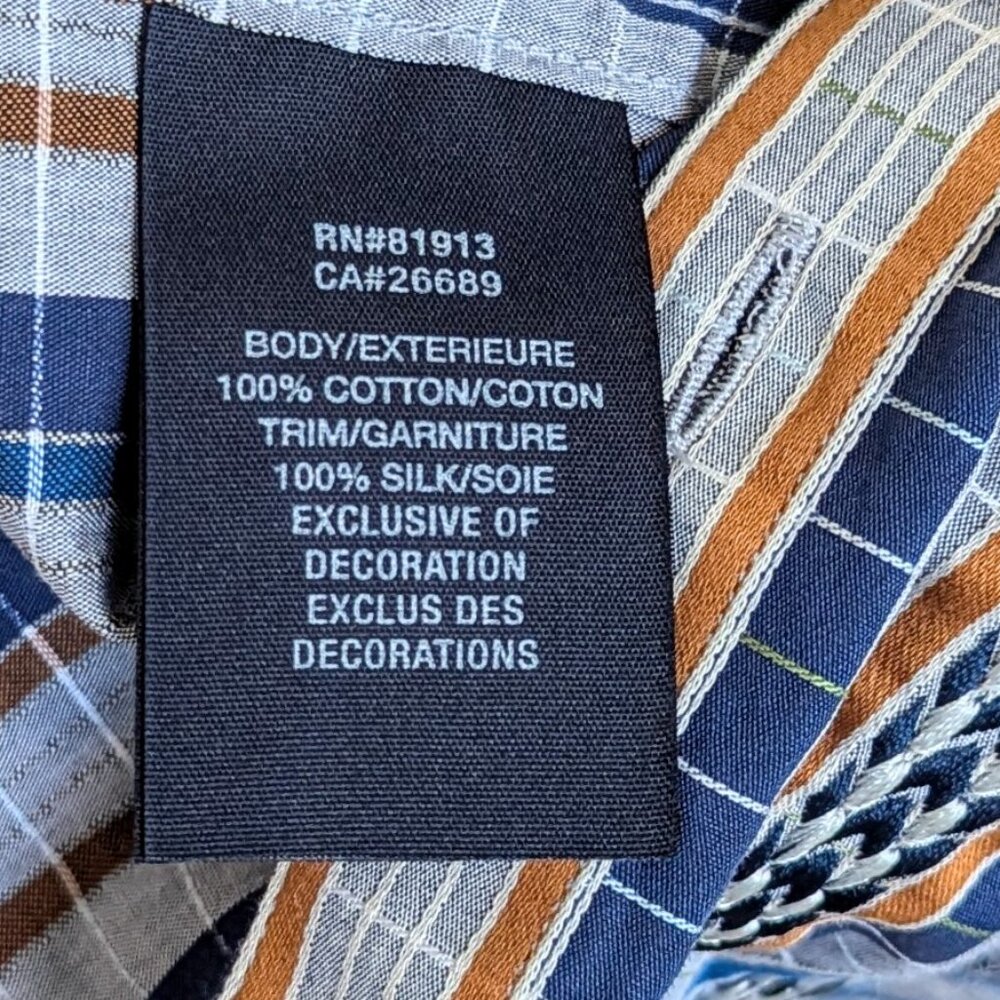 Robert Graham NWOT XL Navy & Burnt Orange Stripe Button Down Shirt Contrast Cuff - Picture 7 of 7